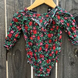 Cat & Jack Red and Green Floral Romper